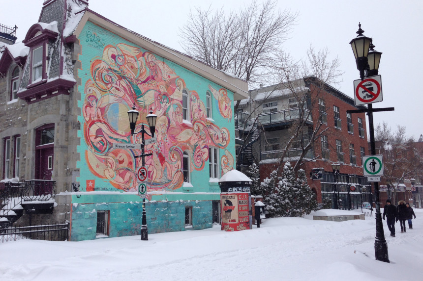 Mural with snow